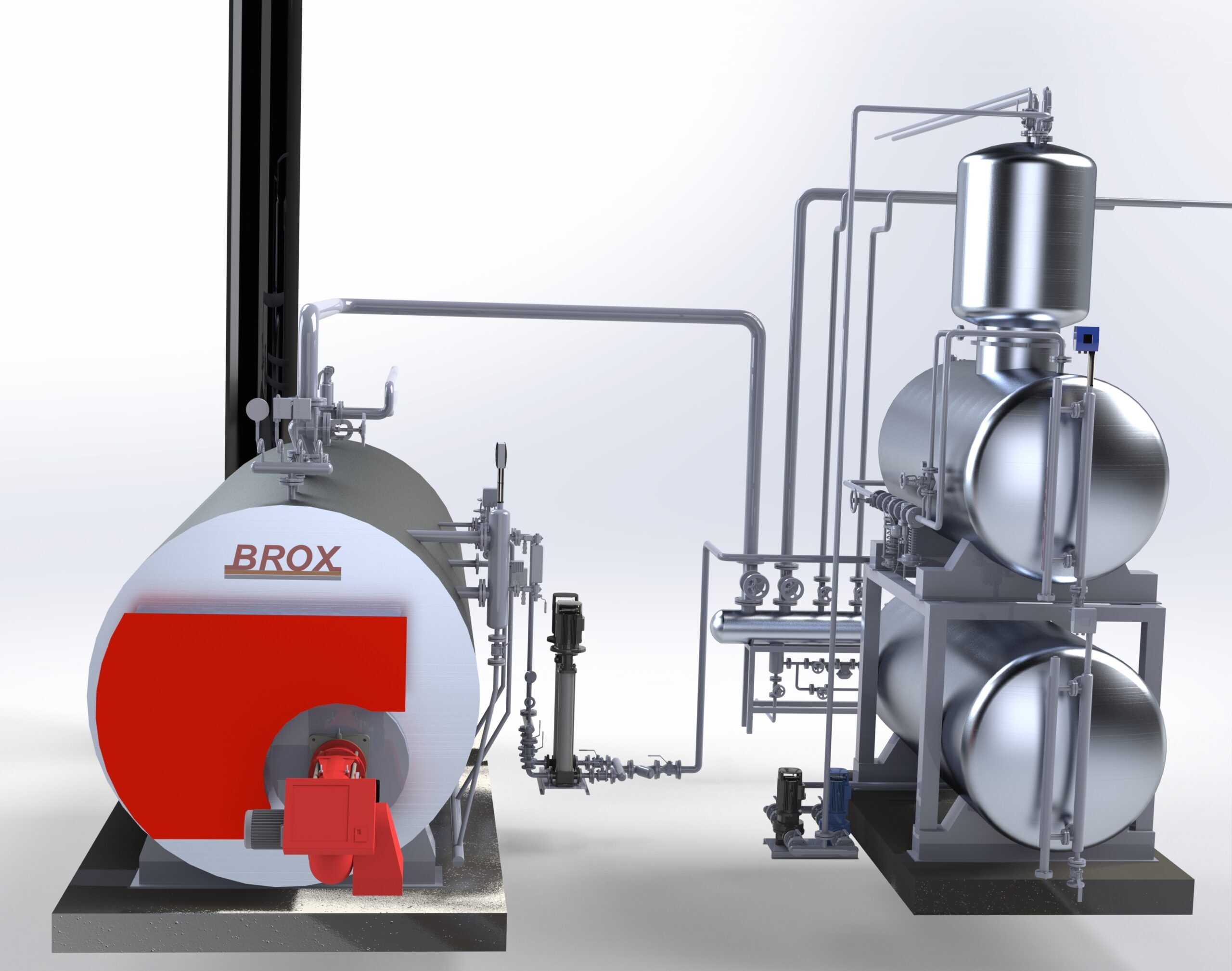 fire tube steam boiler room 3d brox